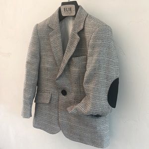 Elie Balleh 2/3 toddler blazer Black & white woven, black suede-like elbow patch